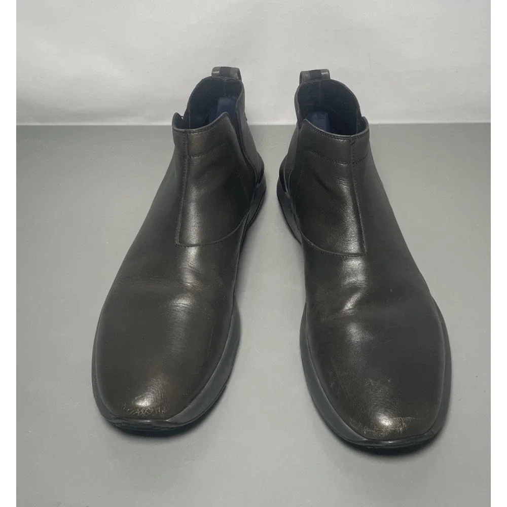 Salvatore Ferragamo Gray Leather Chelsea Boots Size 11 1/2
